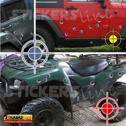 kit adesivi raffica proiettili colpi di pistola fori buchi lamiera arrugginita