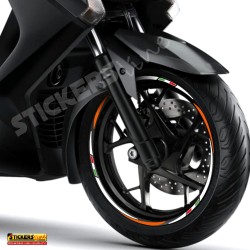 Adesivi cerchi ruote XMAX 400 cc set profili BIANCO - ARANCIO Rac. 3