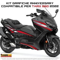 Adesivi carena per Yamaha Tmax 560 2022 Kit Anniversary rosso argento