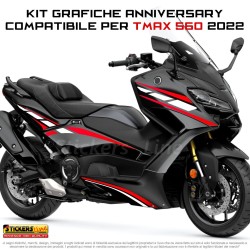 Adesivi carena per Yamaha Tmax 560 2022 Kit Anniversary rosso bianco