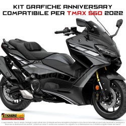 Adesivi per Yamaha Tmax 560 2022 Kit Anniversary Grigio scuro - Grigio Argento