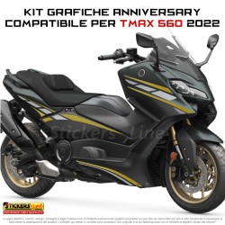 Adesivi per Yamaha Tmax 560 2022 Kit Anniversary Oro - Grigio Argento