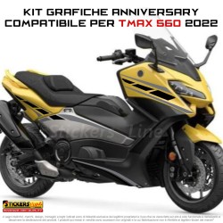 Adesivi per Yamaha Tmax 560 2022 Kit Anniversary Nero opaco - Grigio opaco