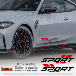 2 adesivi SPORT scritte per Auto, Moto, Fuoristrada, Go kart, Bici, Quad