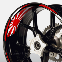 Adesivi moto strisce cerchi BIANCO ROSSO + bandiera giappone yamaha honda suzuki
