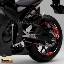 Adesivi moto strisce cerchi BIANCO ROSSO + bandiera giappone yamaha honda suzuki