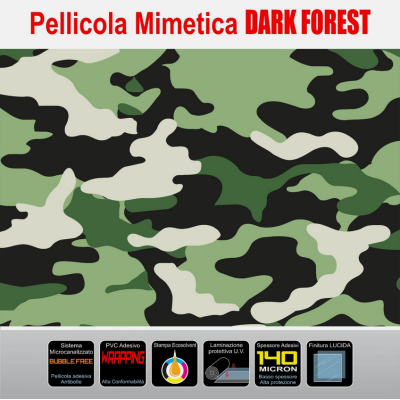Pellicola mimetica Dark Forest camo wrap wrapping auto moto mimetico foresta blk