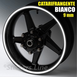 Strisce adesive cerchi moto BIANCO CATARIFRANGENTE™ 9mm rinfrangenti riflettenti