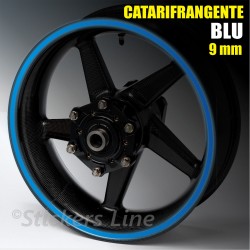 Strisce adesive cerchi moto BLU CATARIFRANGENTE™ 9mm rinfrangenti riflettenti