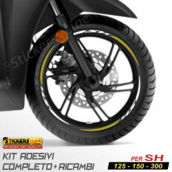 Adesivi Cerchi Honda SH 125 150 300 strisce adesive ruote BIANCO ORO Racing 3