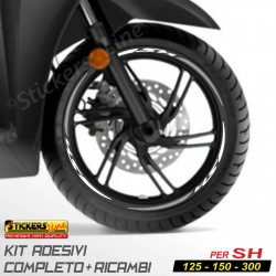 Adesivi Cerchi Honda SH 125 150 300 strisce adesive ruote BIANCO grigio Racing 3
